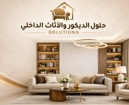 حلول الديكور والأثاث الداخلي: غرفة معيشة عصرية مع أرفف مدمجة وأريكة مريحة.